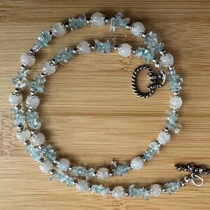 Handmade Moonstone and Blue Topaz Chip Necklace
